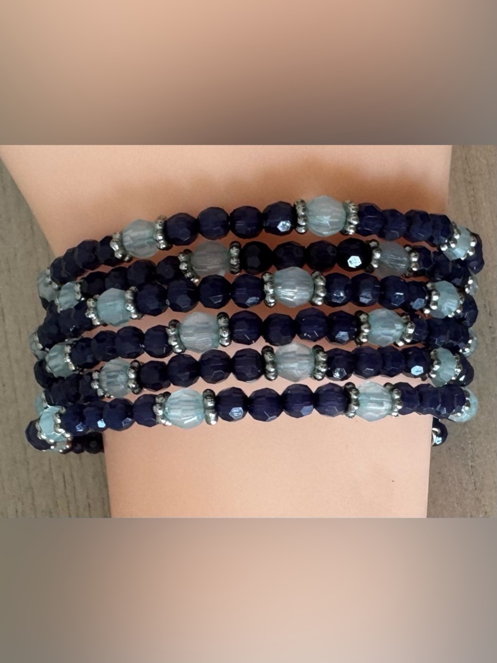 Multi-Strand Faceted Beaded Wrap Bracelet from New York & Company